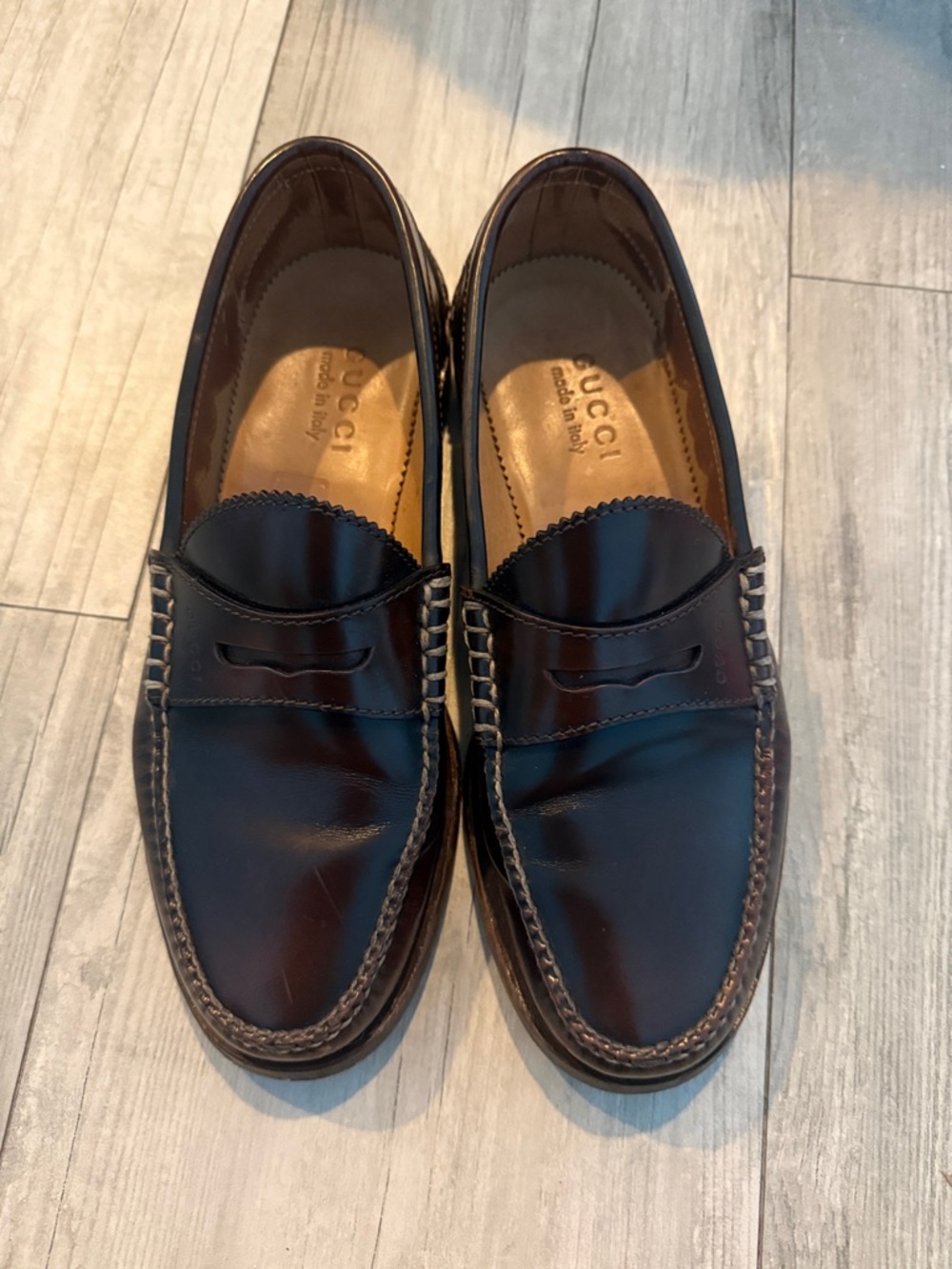 Gucci Men’s Brown Leather Penny Loafers